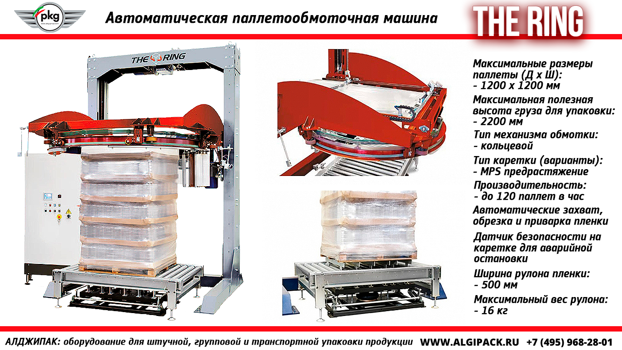 Алджипак модель THE RING автоматическая кольцевая паллетообмоточная машина