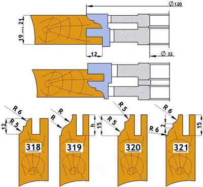Комплект фрез для изготовления мебельных рамок №  319, 322, 323 производитель Инструмент