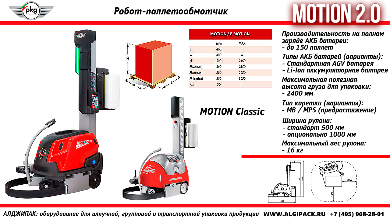 Алджипак модель MOTION робот-паллетообмотчик